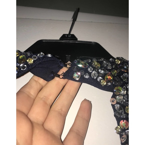 Formal beaded accent navy blue Dress - Picture 9 of 10